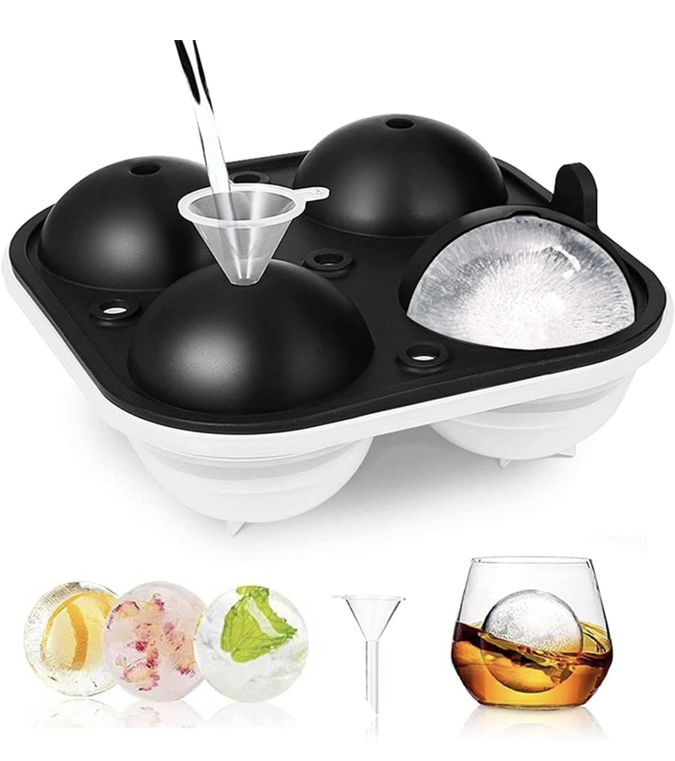 Silicone Ice Ball Maker Sphere Large Ice Cube Tray with Lids image indicator(2)