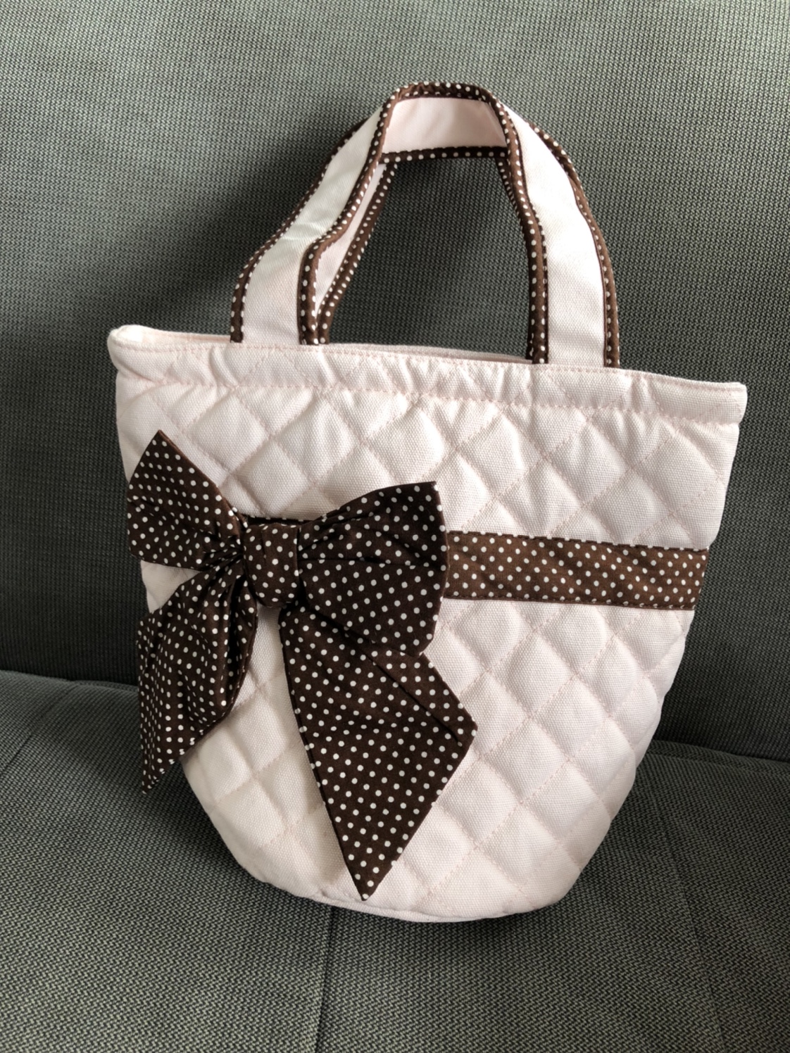 Cute pink polka dot ribbon bow handbag bag NaRaYa