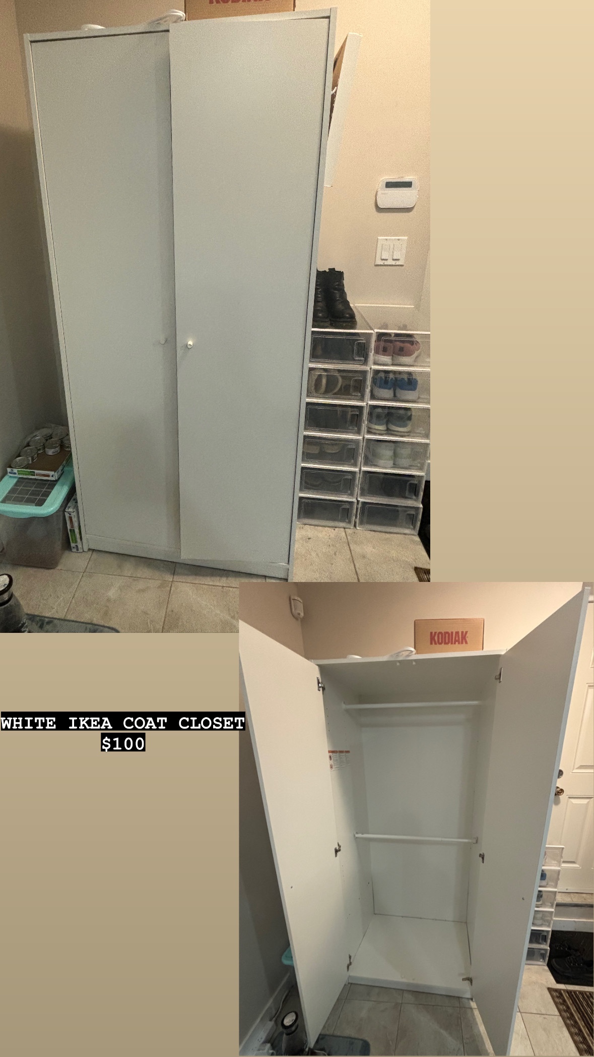WHITE IKEA COAT CLOSET $70