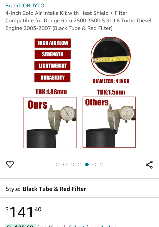 RAM Air Intake kit for sale image indicator(4)
