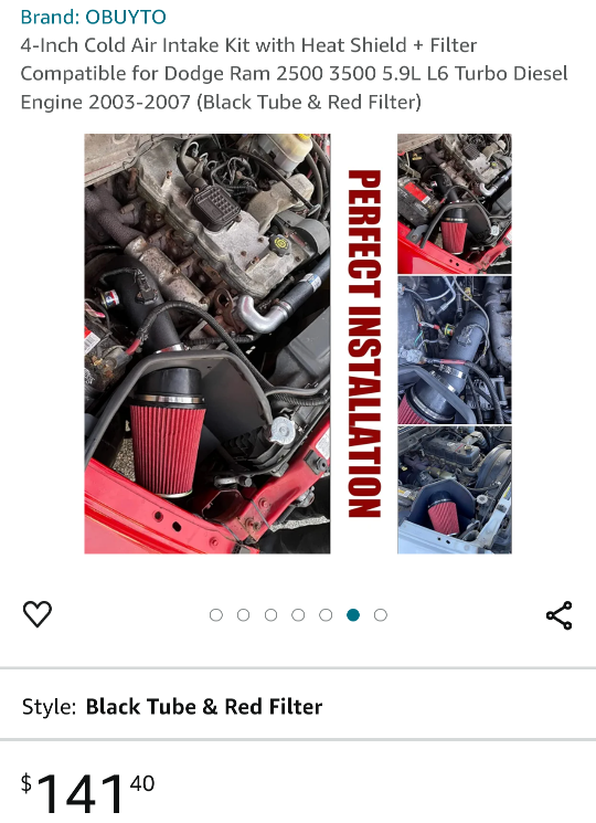 RAM Air Intake kit for sale image indicator(8)