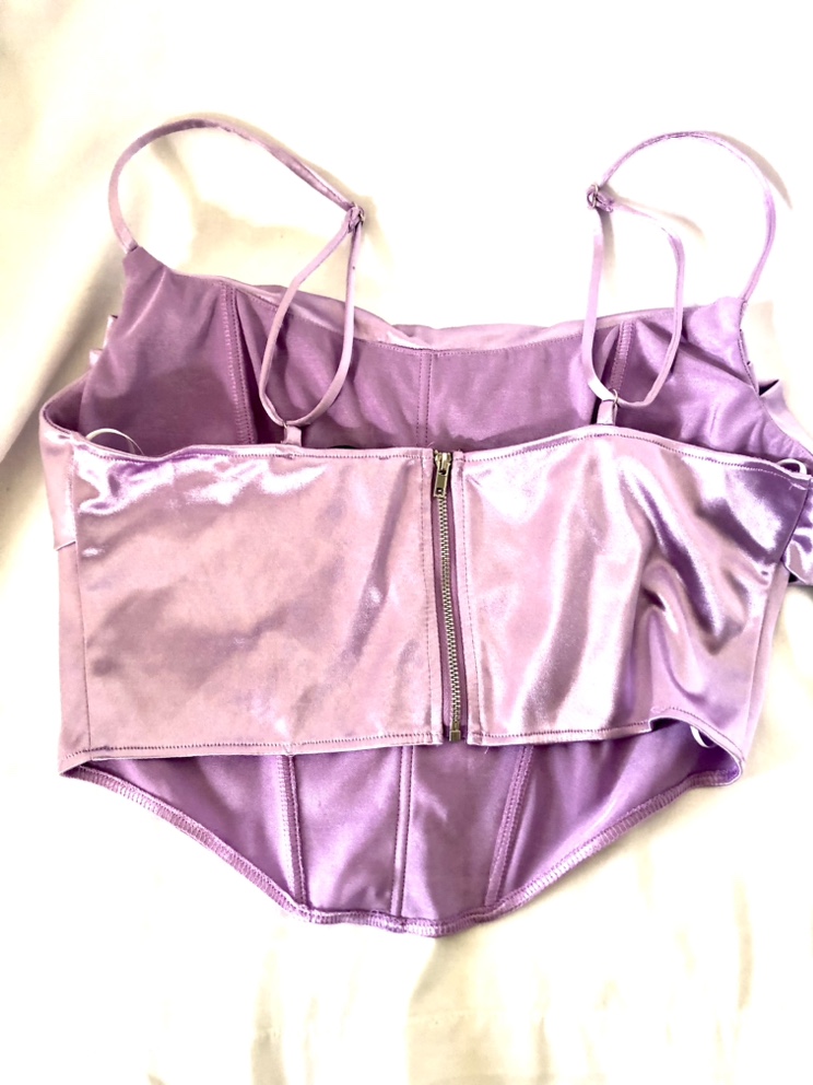 Celebrity Fashion Purple Satin Corset Top, Size L image indicator(2)