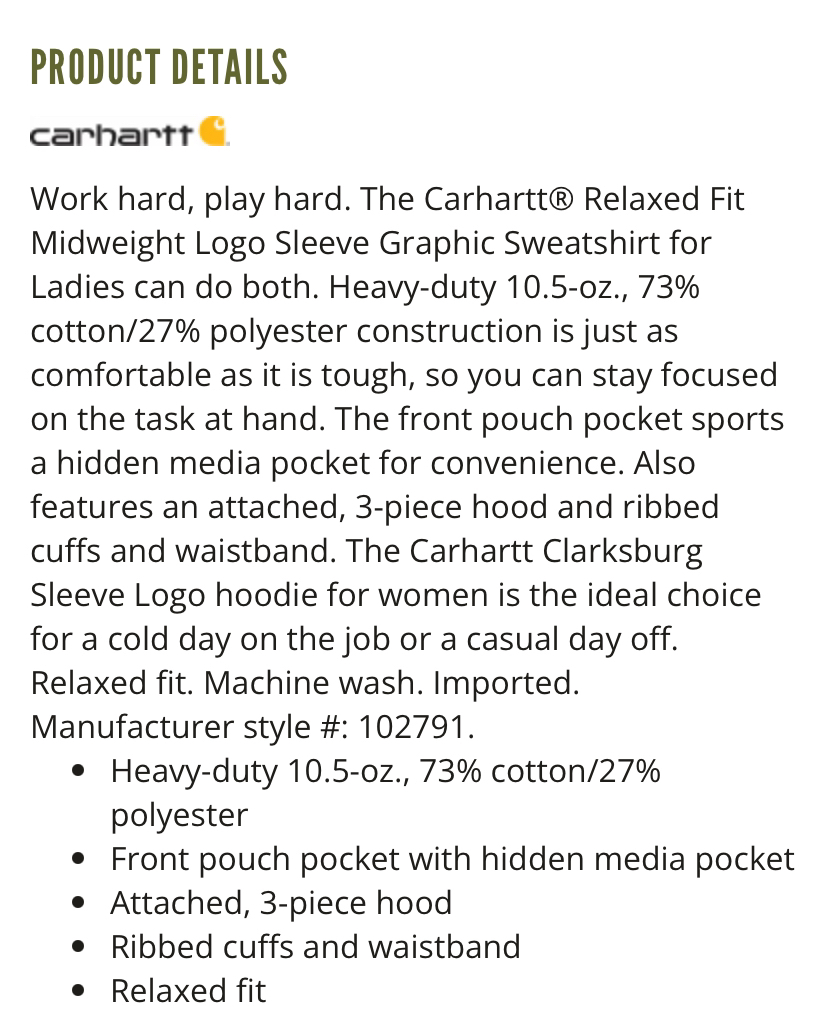 New Ladies Carhartt Clarksburg Hoodie - photo 2