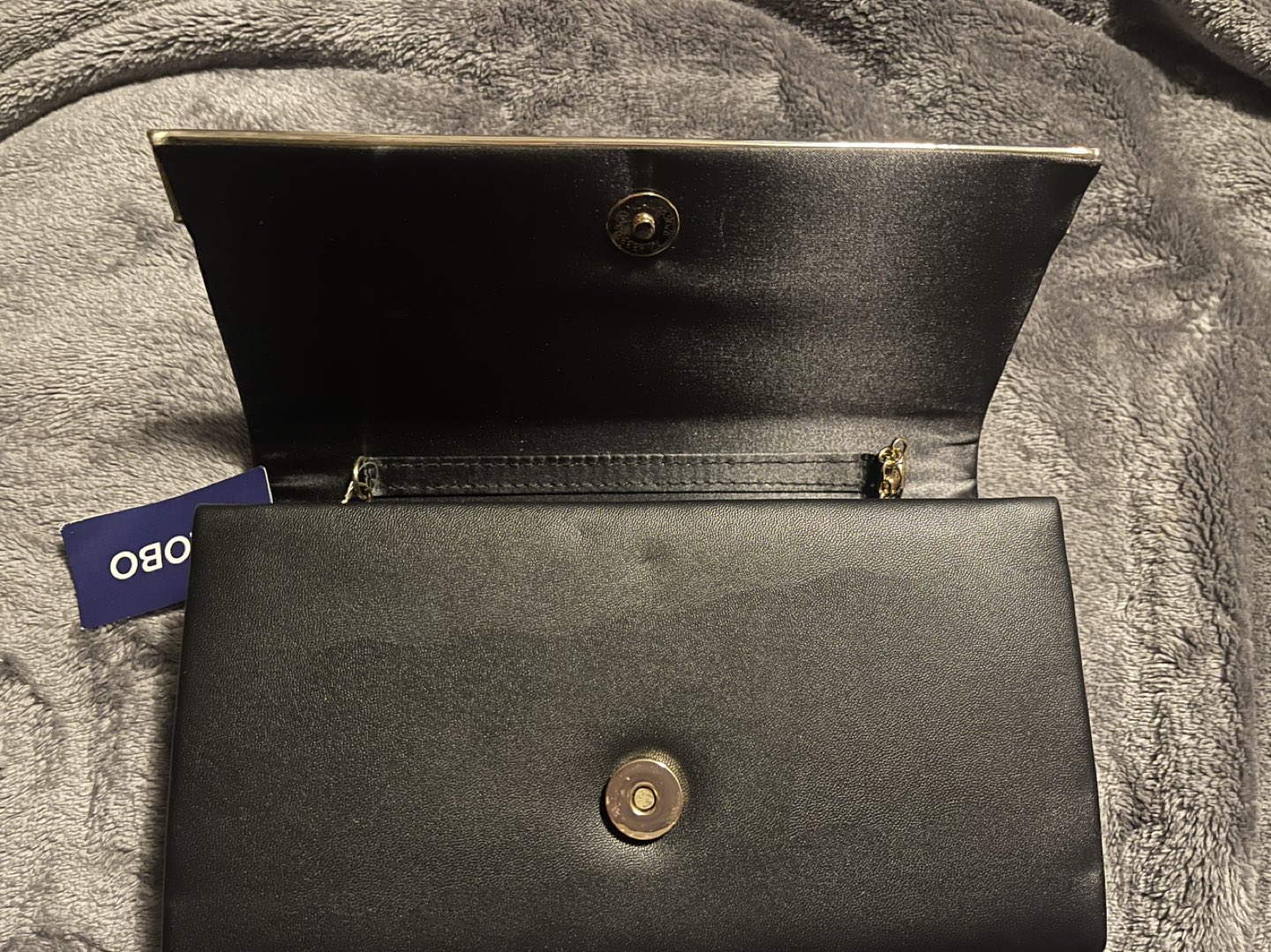 CALL IT SPRING!  Black Clutch with gold hardware image indicator(3)