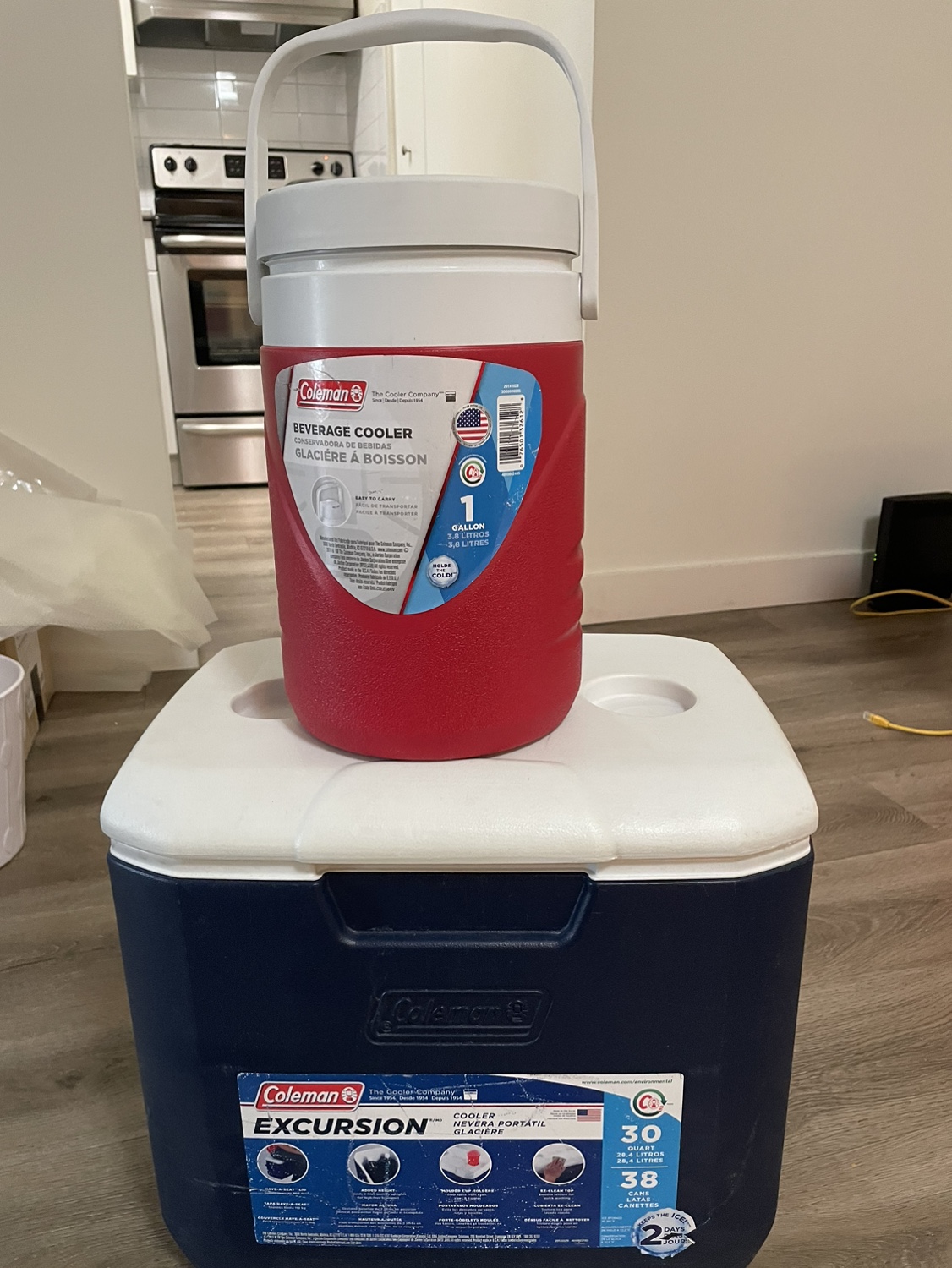 Coleman camping cooler and water cooler