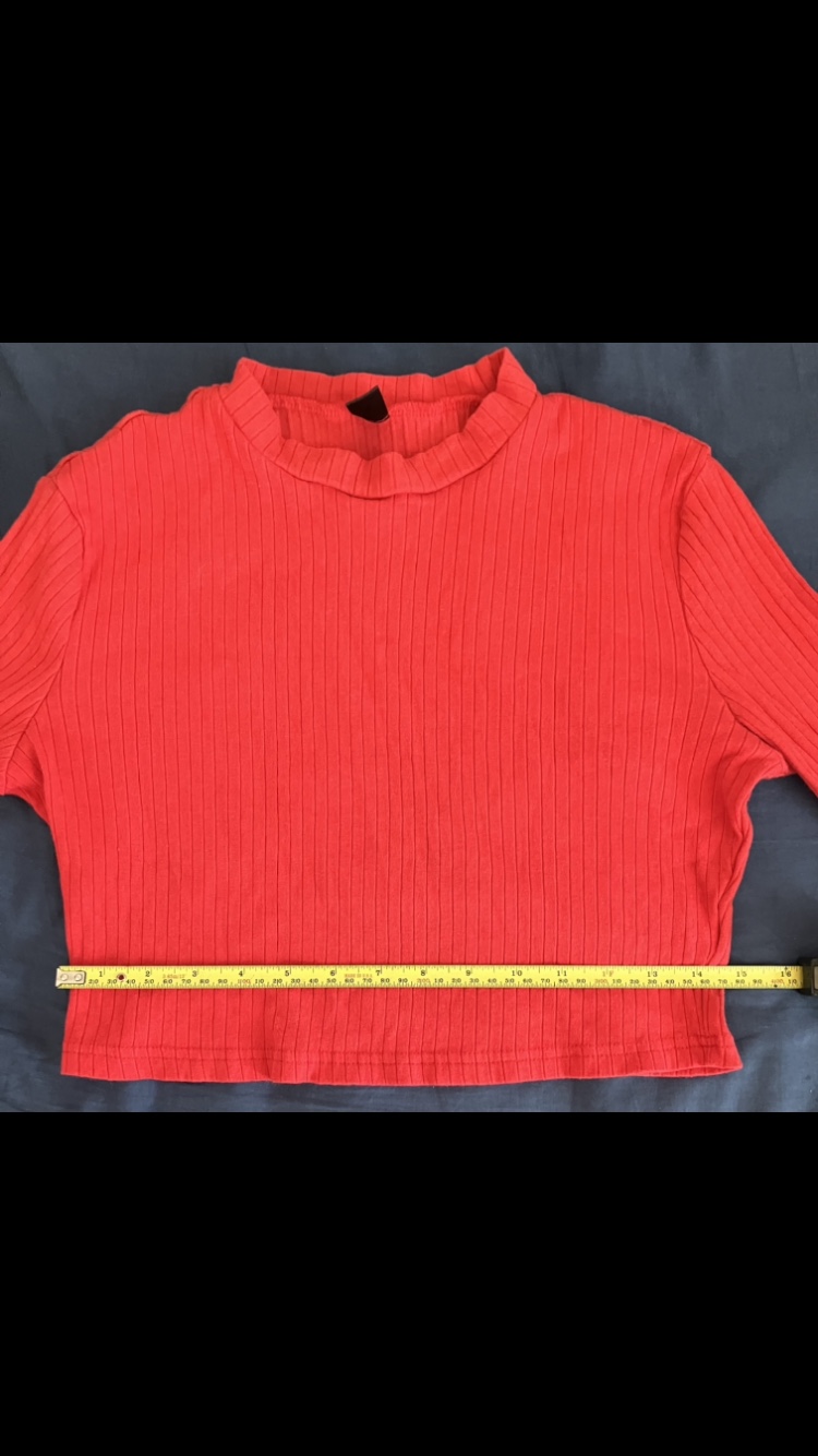 Shein Women’s Red Cotton Rib Knit Crop Top Size XL  👚❤️🍒 image indicator(3)