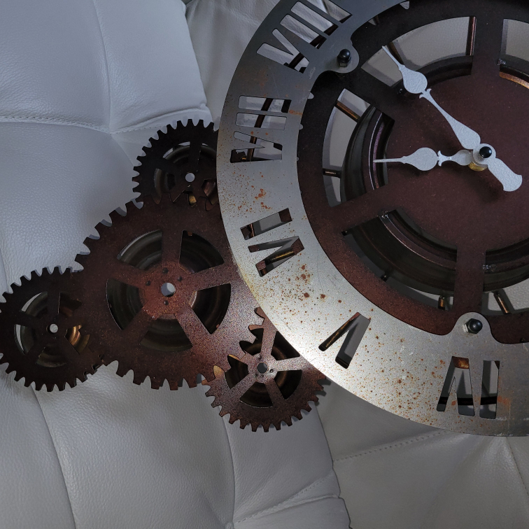 Rustic "Exposed Gears" Wall Clock image indicator(4)