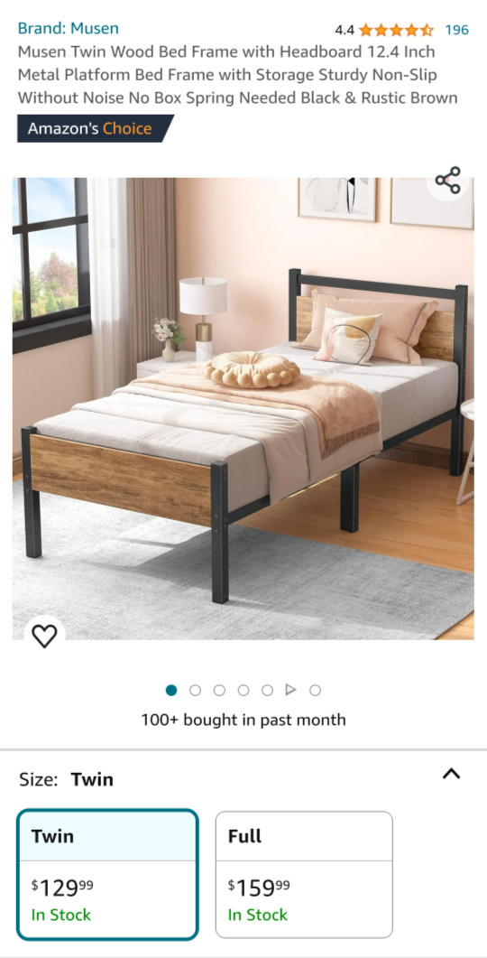 twin bed frame and mattress thumbnail