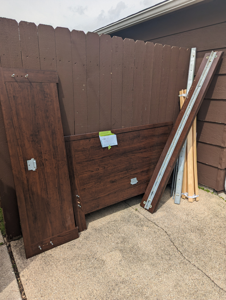 Free wooden headboard and bed frame full size