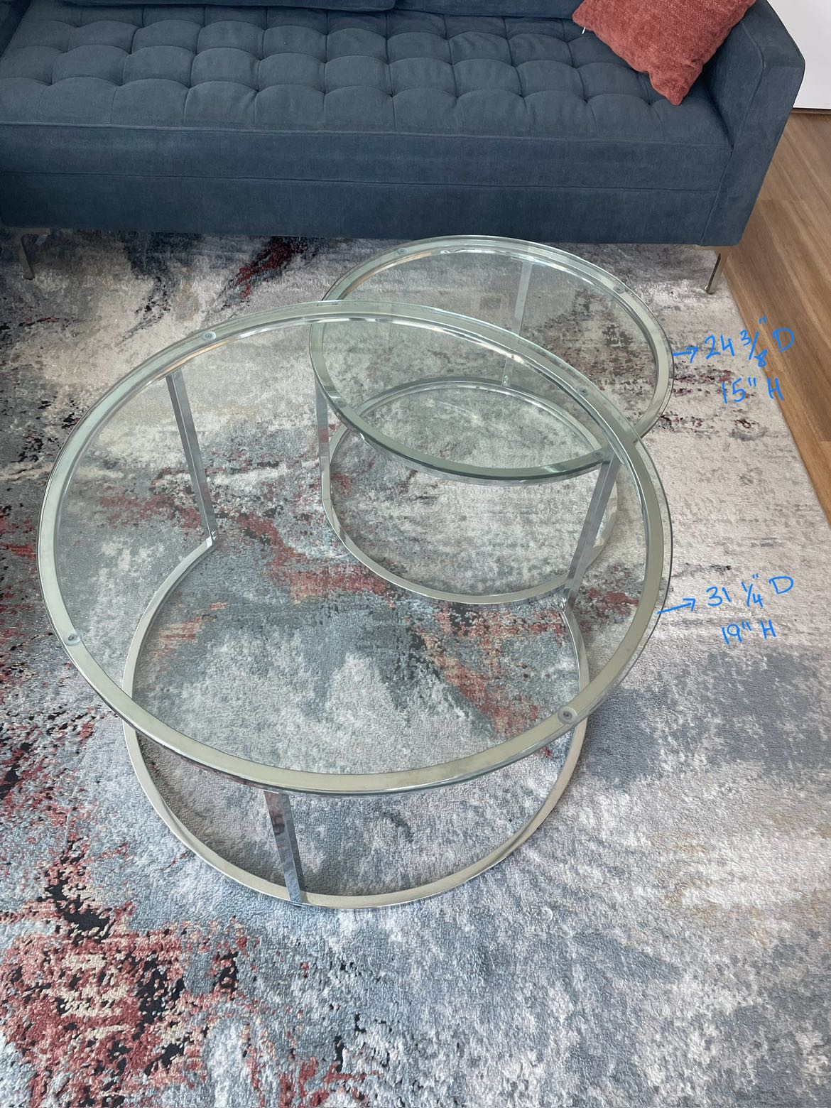 Round glass coffee tables - 2 pc