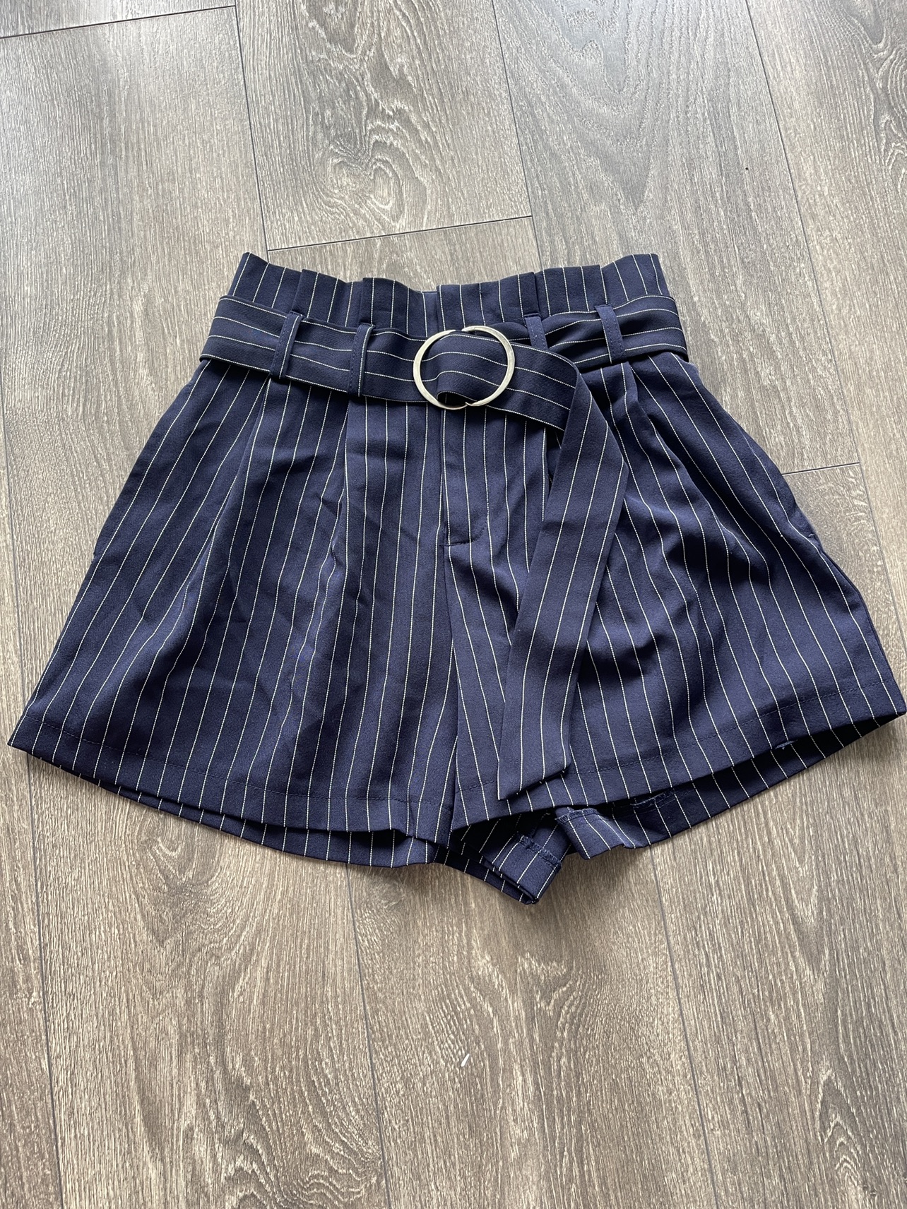 Navy Blue Striped Shorts