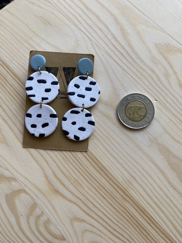 Black and White Polymer Clay Dangle Earrings image indicator(3)