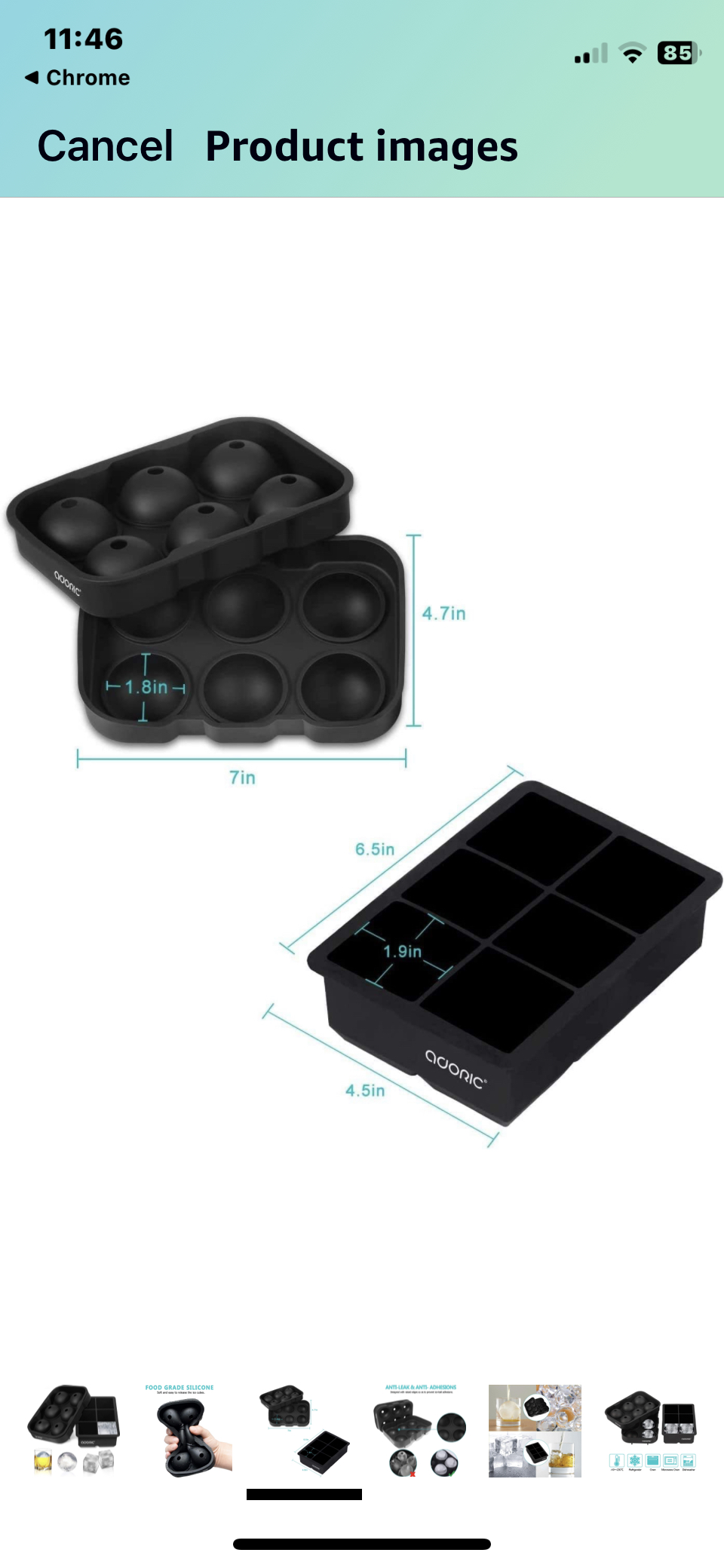 Ice Cube Trays Silicone Set of 2, Sphere and round image indicator(6)