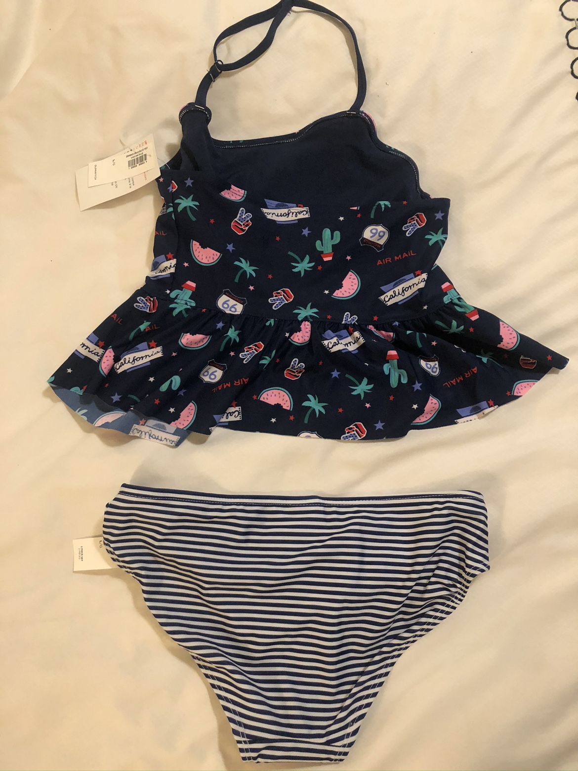 🥕Girls 2 piece fruit tankini swim wear set - 10-12  NWT image indicator(4)