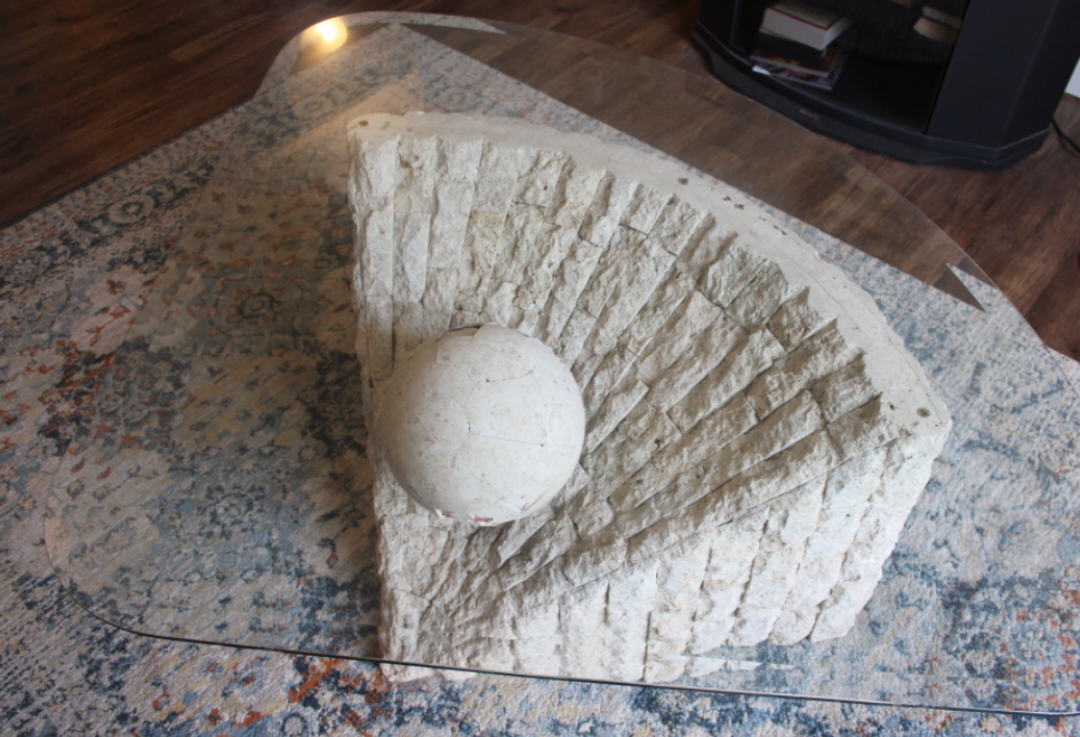 Stone coffee table with glass top