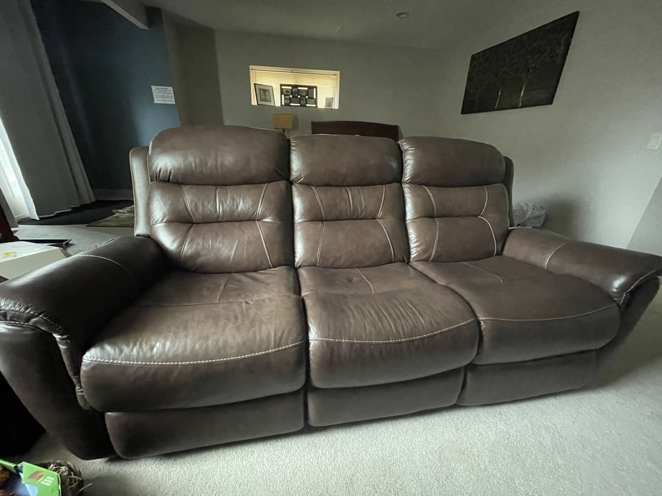 Genuine Leather power recliner sofa - Brown