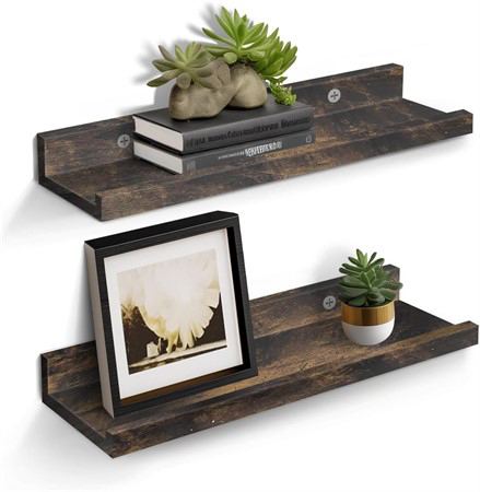 Display shelves Set of 2 MIRROTOWEL Wood Shelves