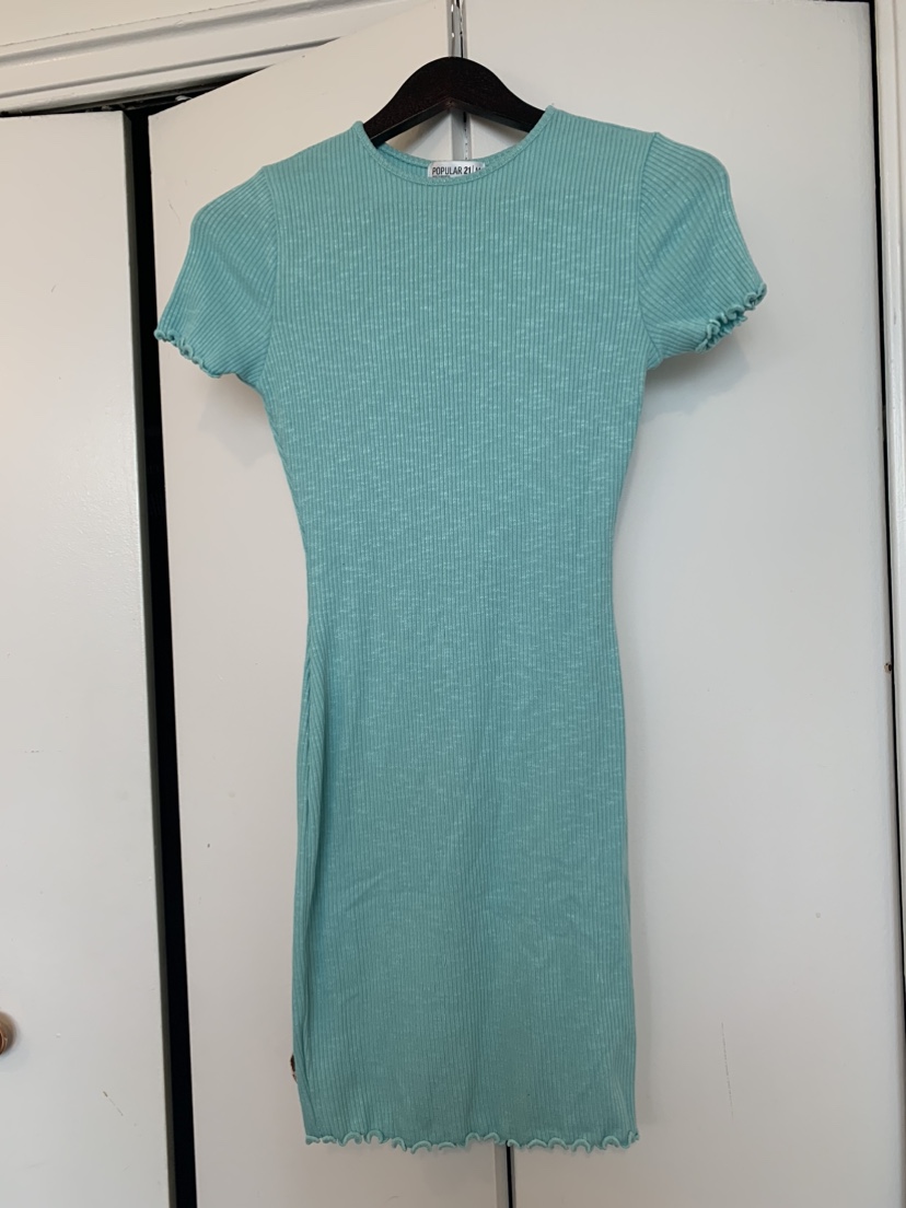 Aqua Ribbed Mini Dress - photo 2