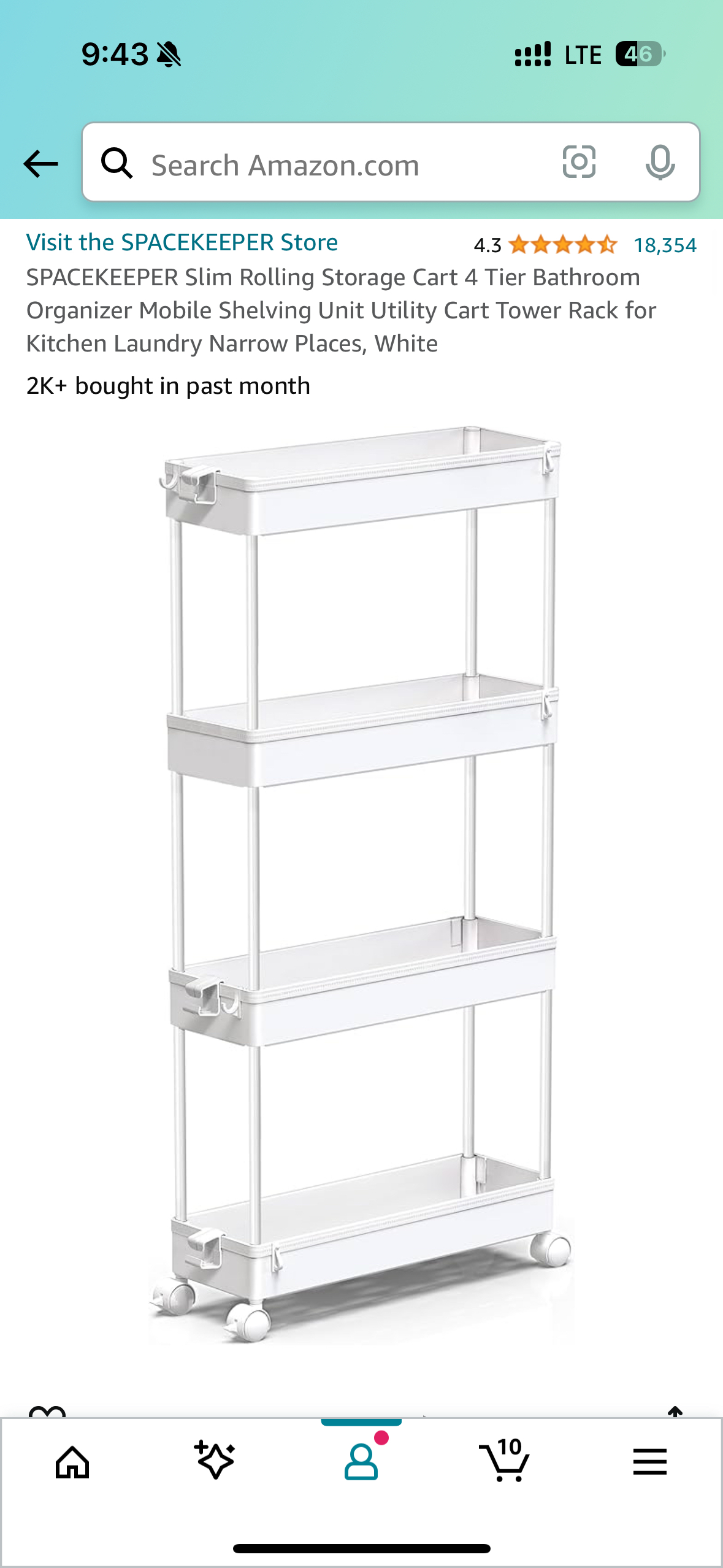 Slim Rolling Storage Cart