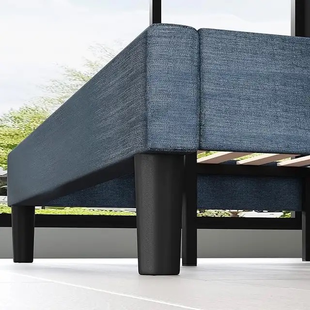 ZINUS Omkaram Navy Button Upholstered Platform Bed Frame | Queen - photo 3