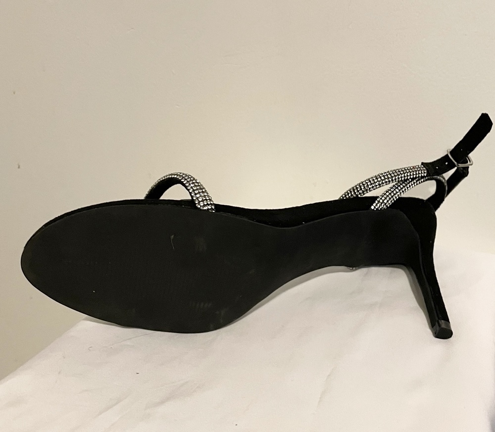 Sz 11 Women's Strappy  Heels black with rhinestone strap ankle - photo 4