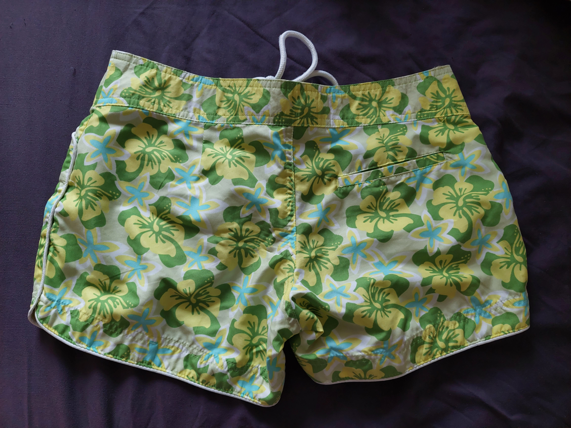 Beach swimming shorts bottoms green floral pattern - photo 2