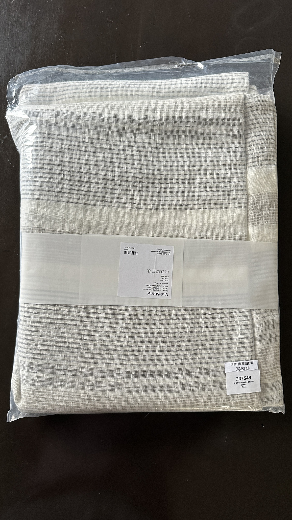 Brand New Crate & Barrel Striped Linen Table Cloth