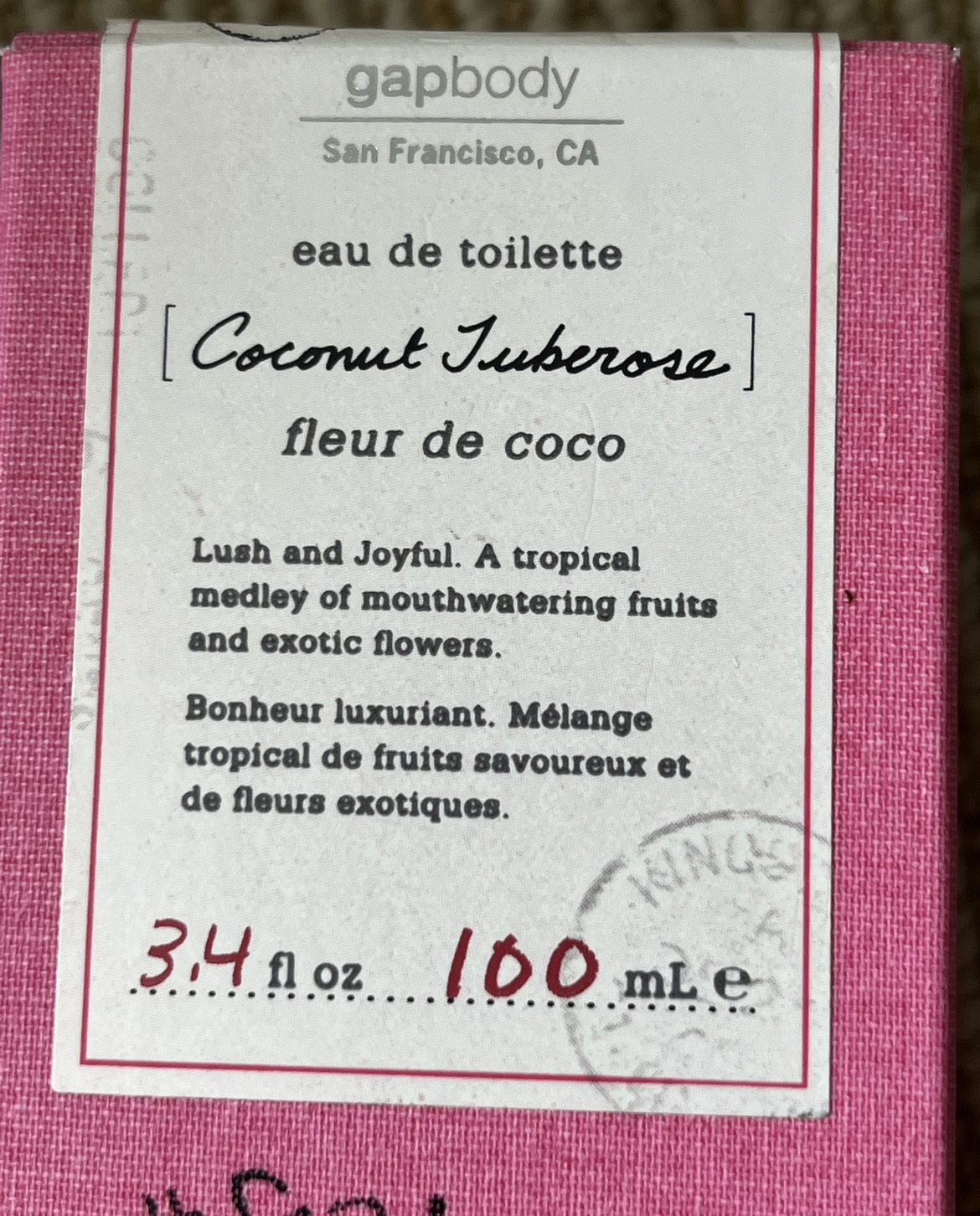 New in box Gap Coxonut Tuberose 100 ml spray image indicator(2)