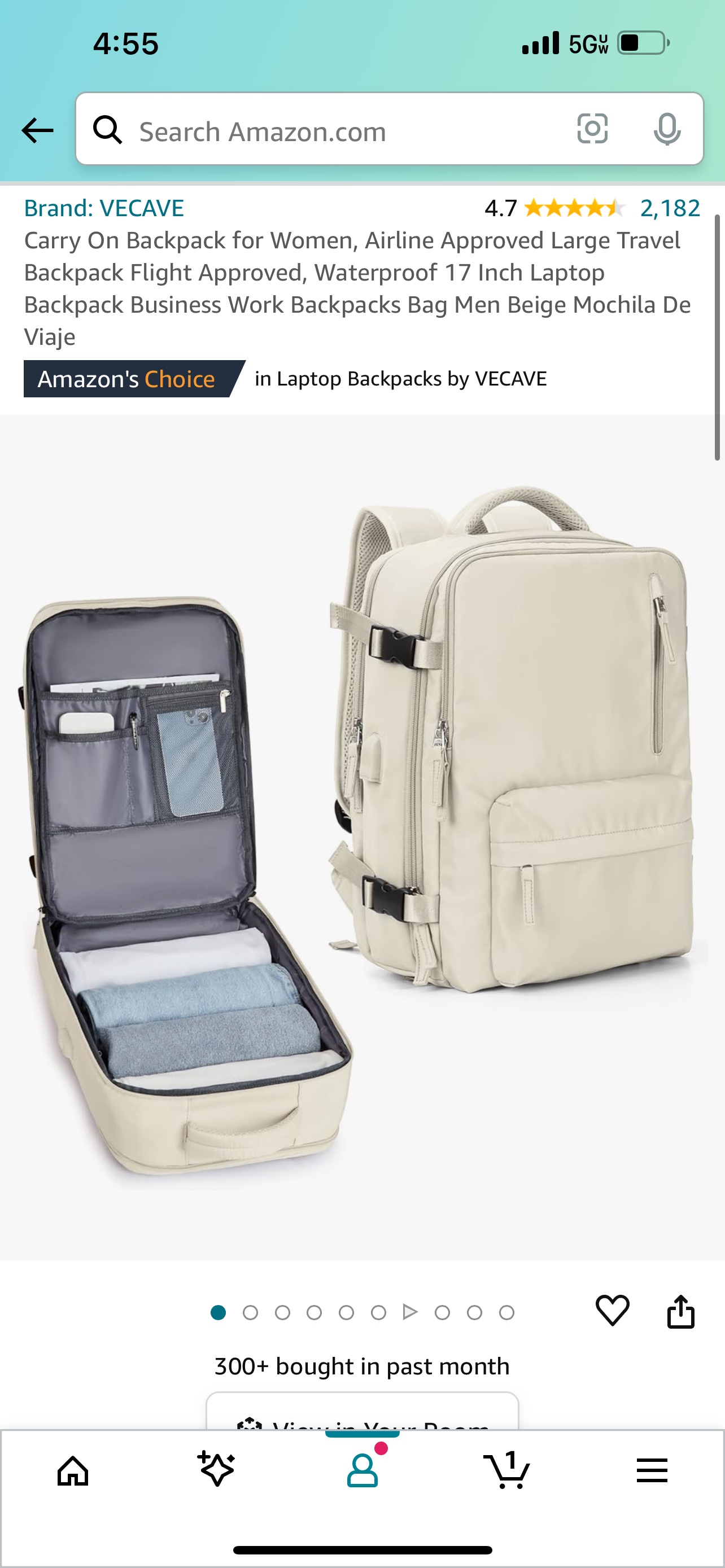 Brand new beige travel backpack
