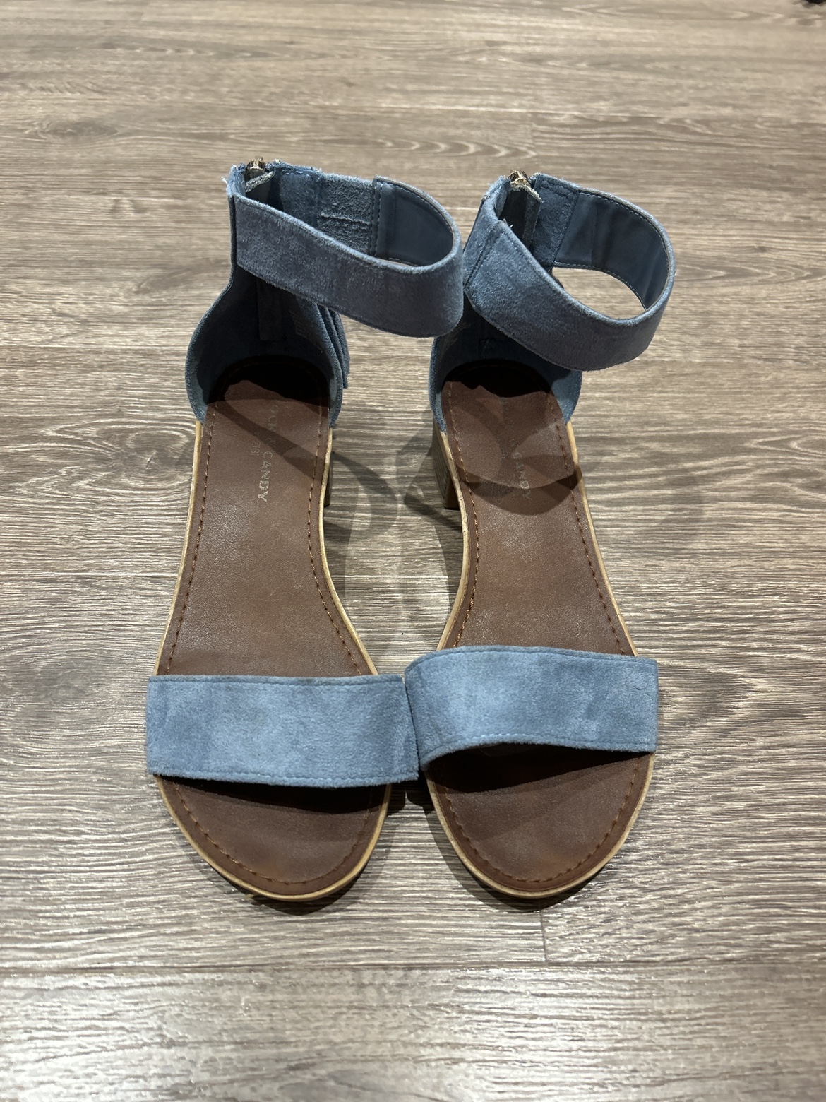 Blue Block Heeled Sandals