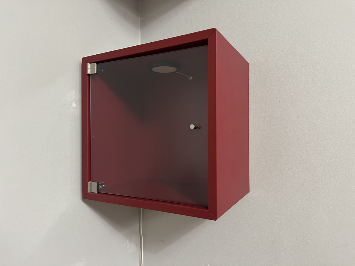 IKEA EKET Red Cabinet Cube glass door and light