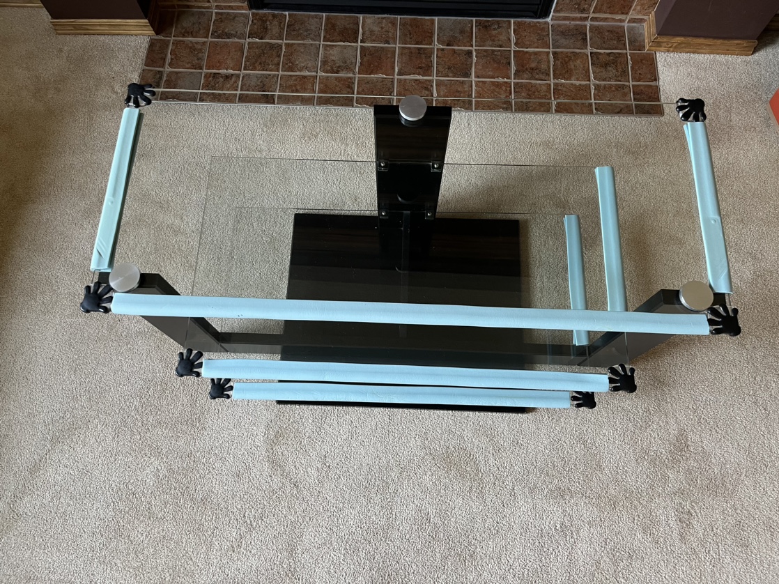 *FREE* TV Stand 3 Glass Shelves & Wood #freecycle - photo 3