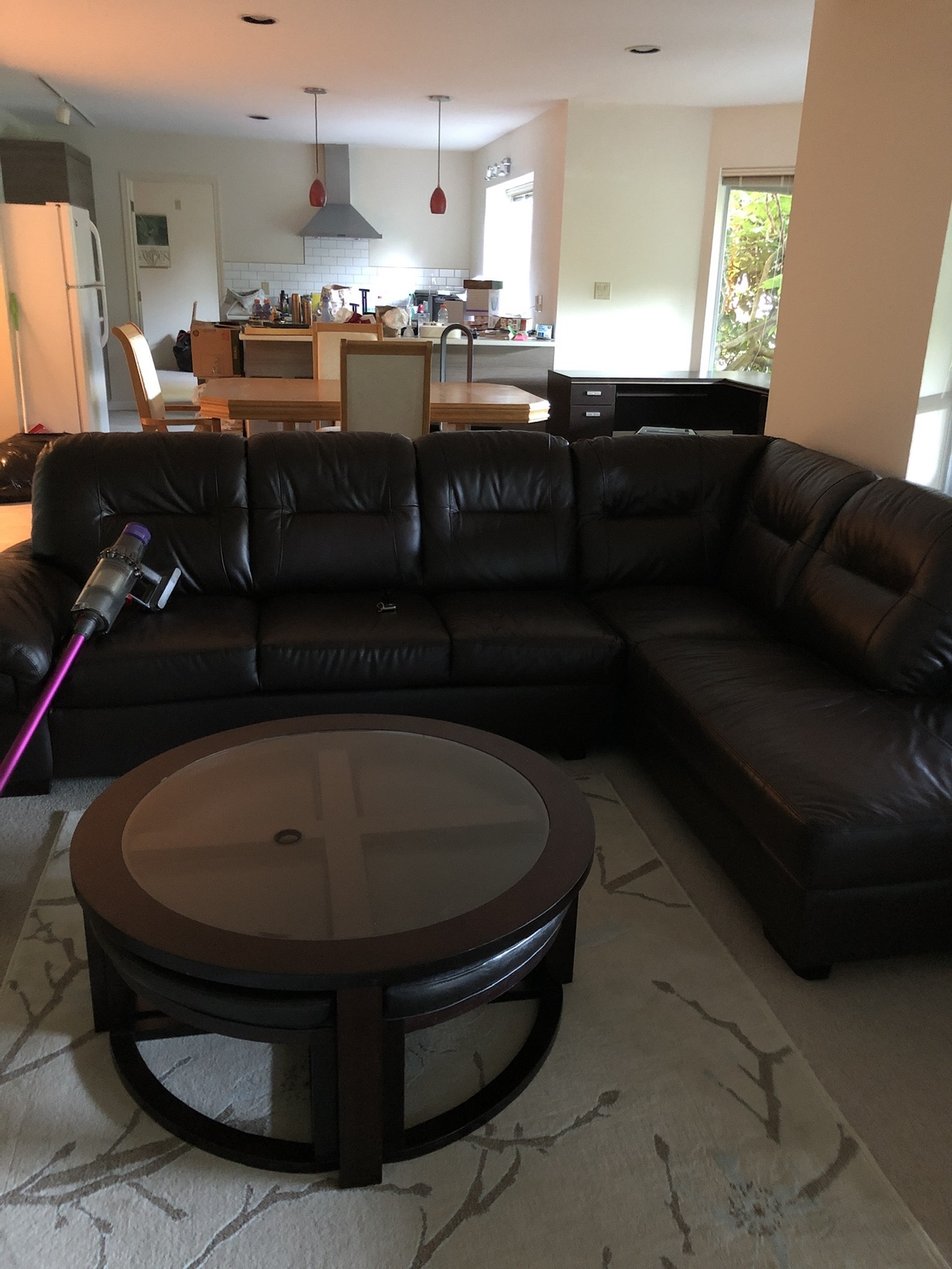🧡 Genuine Leather sectional w chaise lounge
