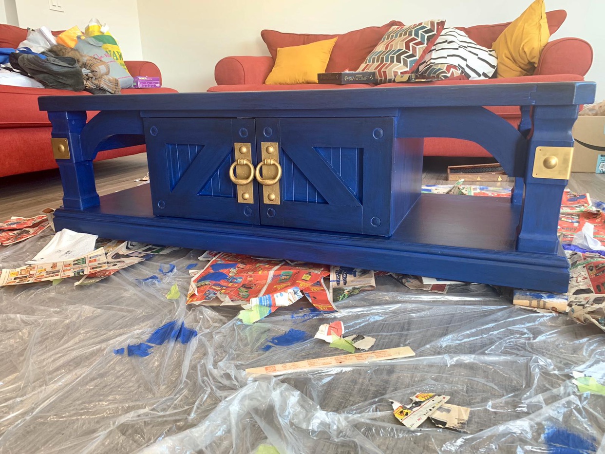 Antique Painted Wood Coffee Table
