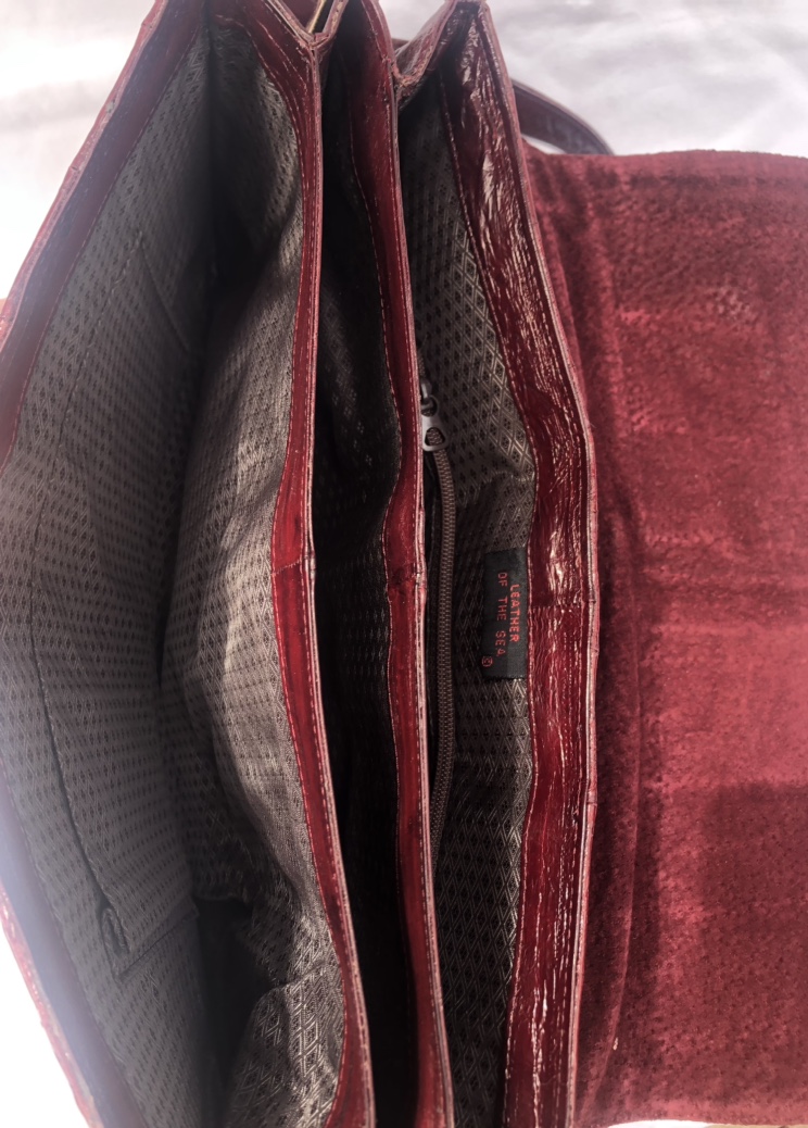 Eel Skin Purse Burgundy Red Shoulder Crossbody image indicator(6)