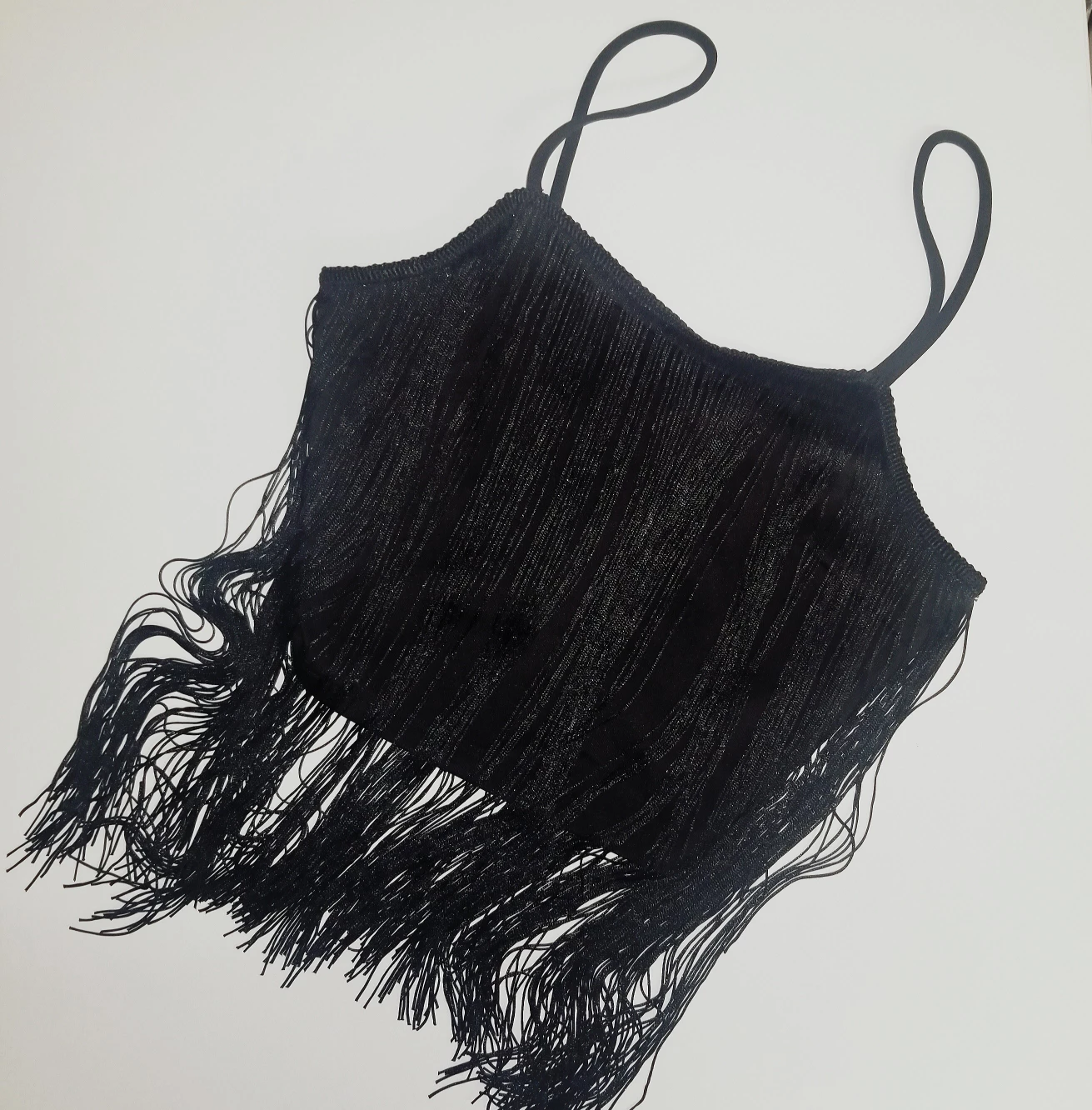 Sexy Cami with Fringes, Jet Black Crop Top XS, NWT image indicator(4)