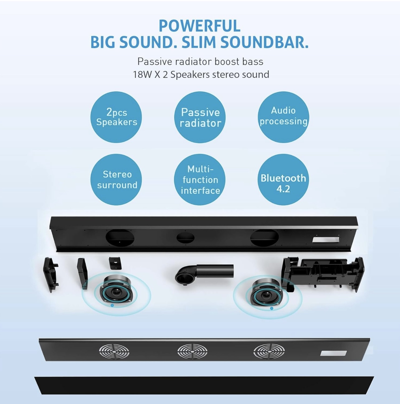 TV Sound Bar,Meidong Sound Bars for TV,Bluetooth Audio Speakers image indicator(8)