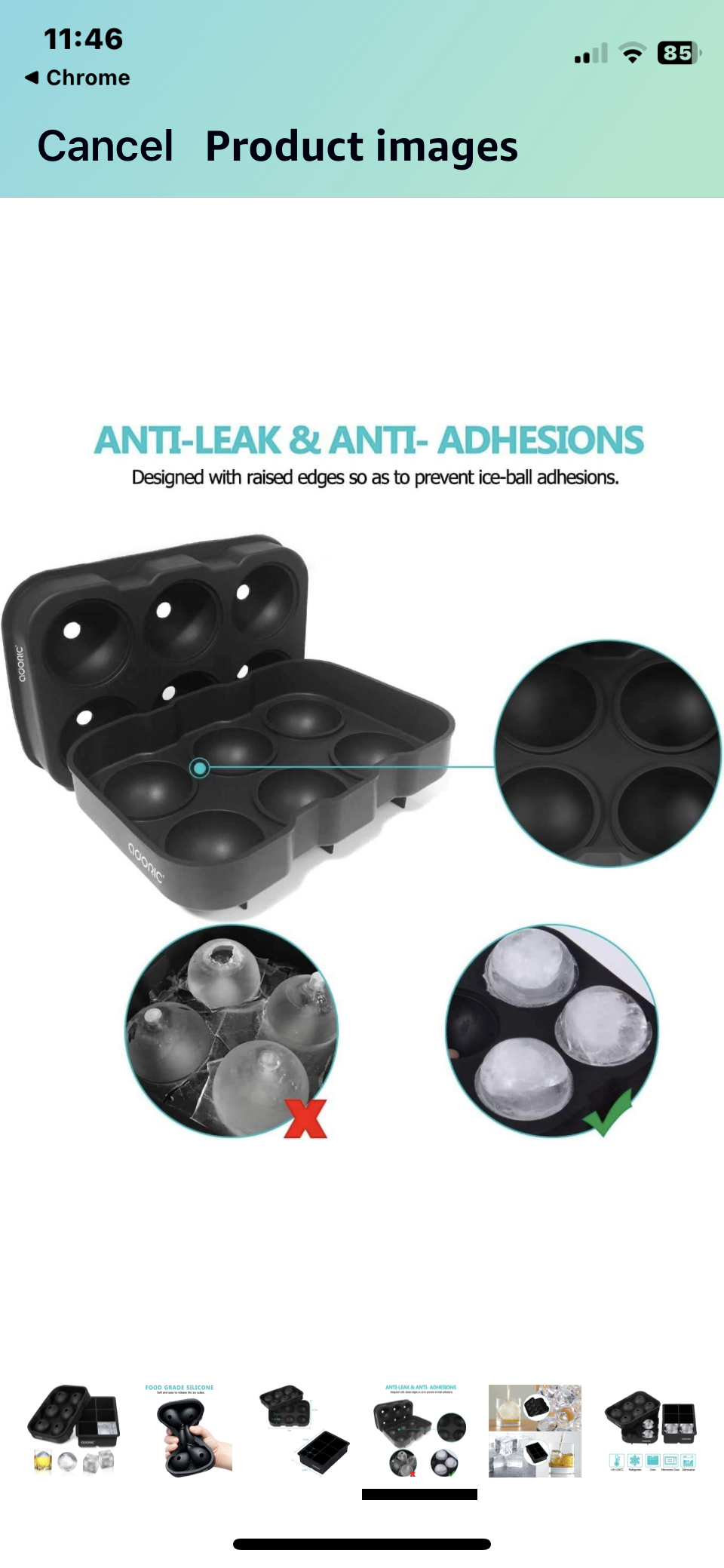 Ice Cube Trays Silicone Set of 2, Sphere and round image indicator(7)