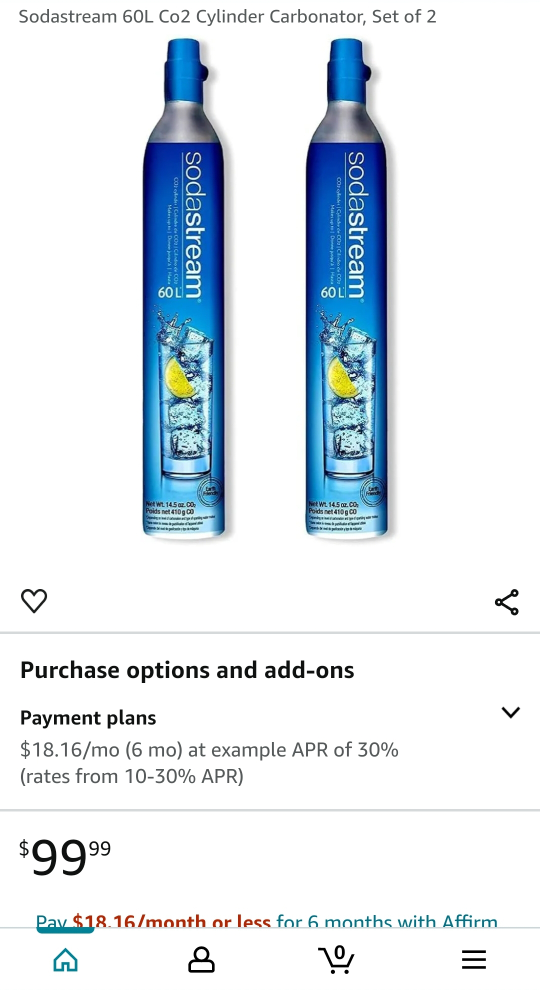 Soda Stream CO2 Carbonator Cylinders x2 thumbnail