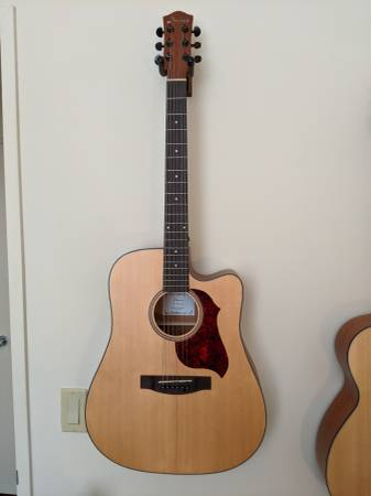 acoustic guitar, with gig bag and accessories