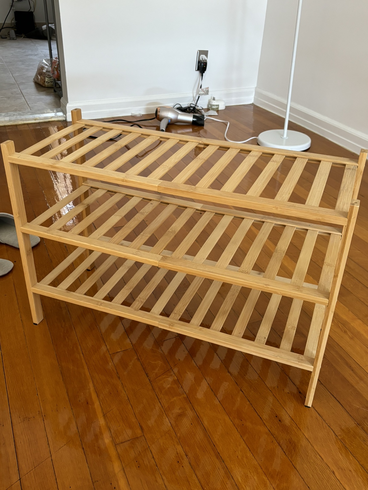 Wood shoe rack