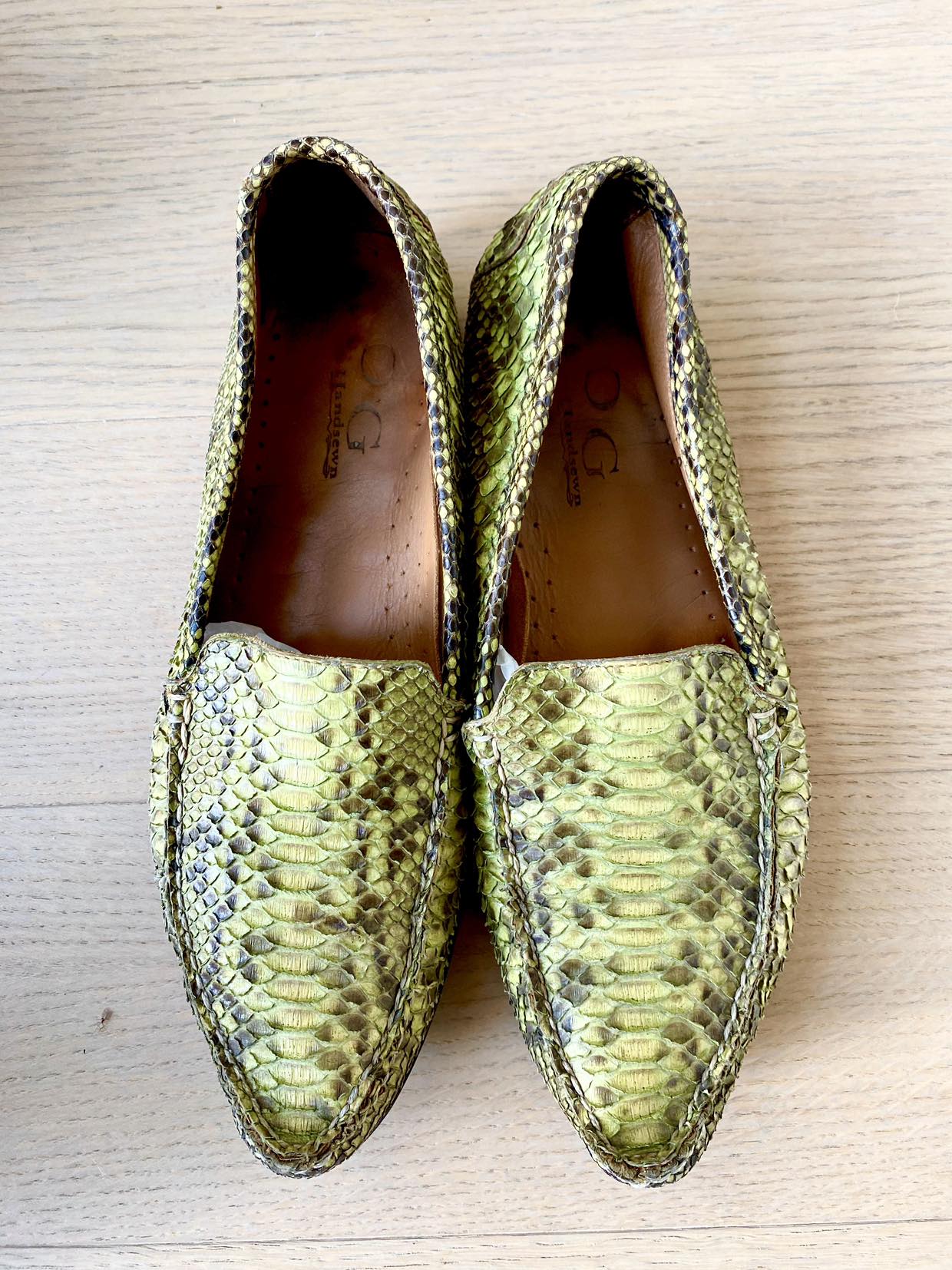 handmade python leather women's loafers image indicator(2)