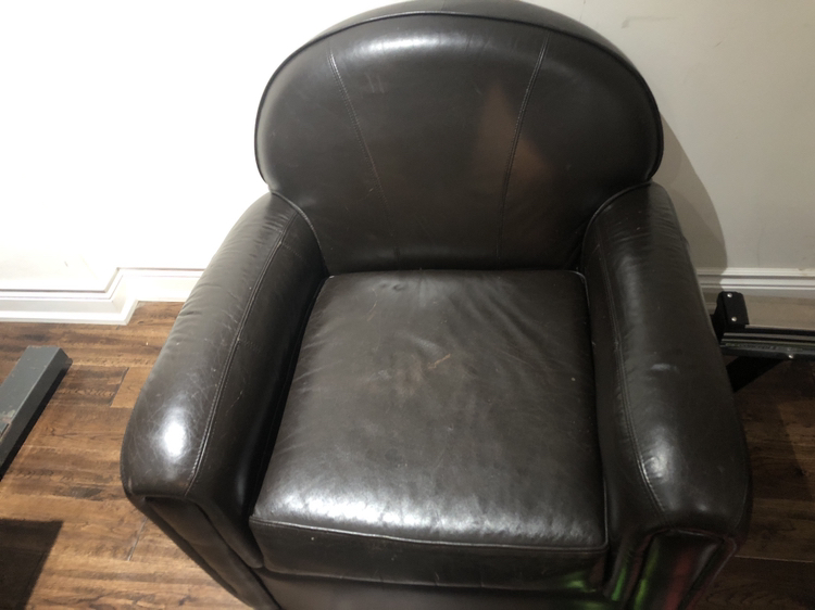 Leather club chair with Ottoman