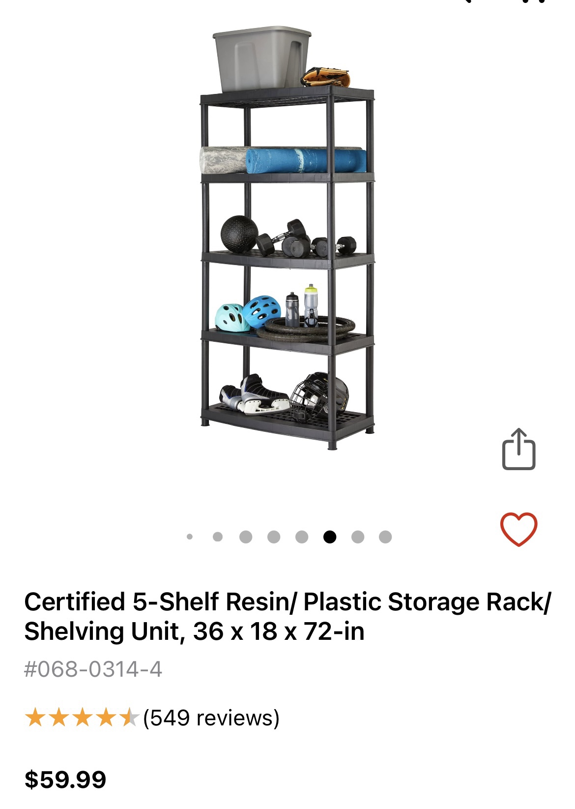 5-shelf resin Storage shelves (4 avail) - pick up Wed afternoon image indicator(7)
