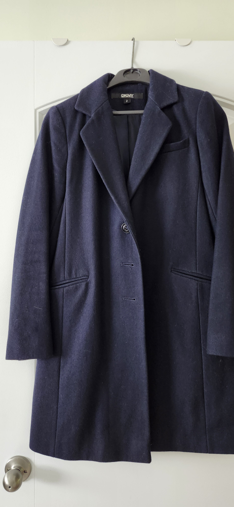 DKNY Wool Navy Coat