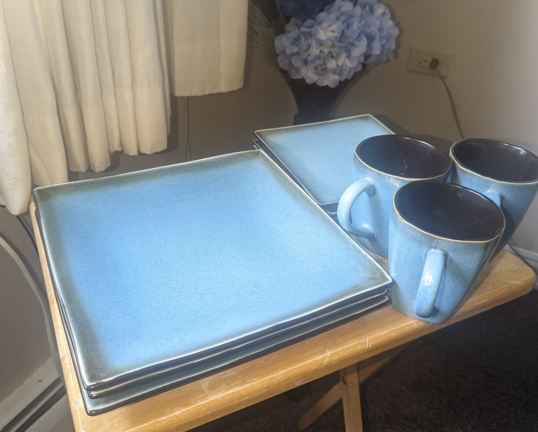 9 PC Dish Set stoneware Threshold Ocean Elemental