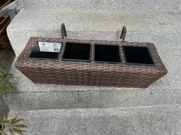 Hampton Bay 24" Wicker Balcony Planter Box in Brown thumbnail