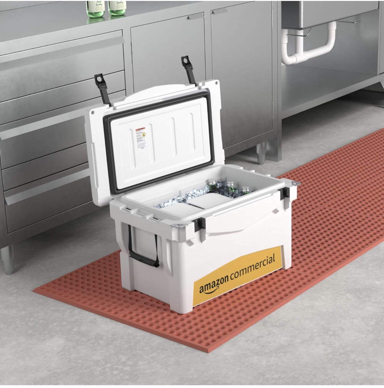 *Brand New*AmazonCommercial Rotomolded Cooler, 60 Quart, White image indicator(10)