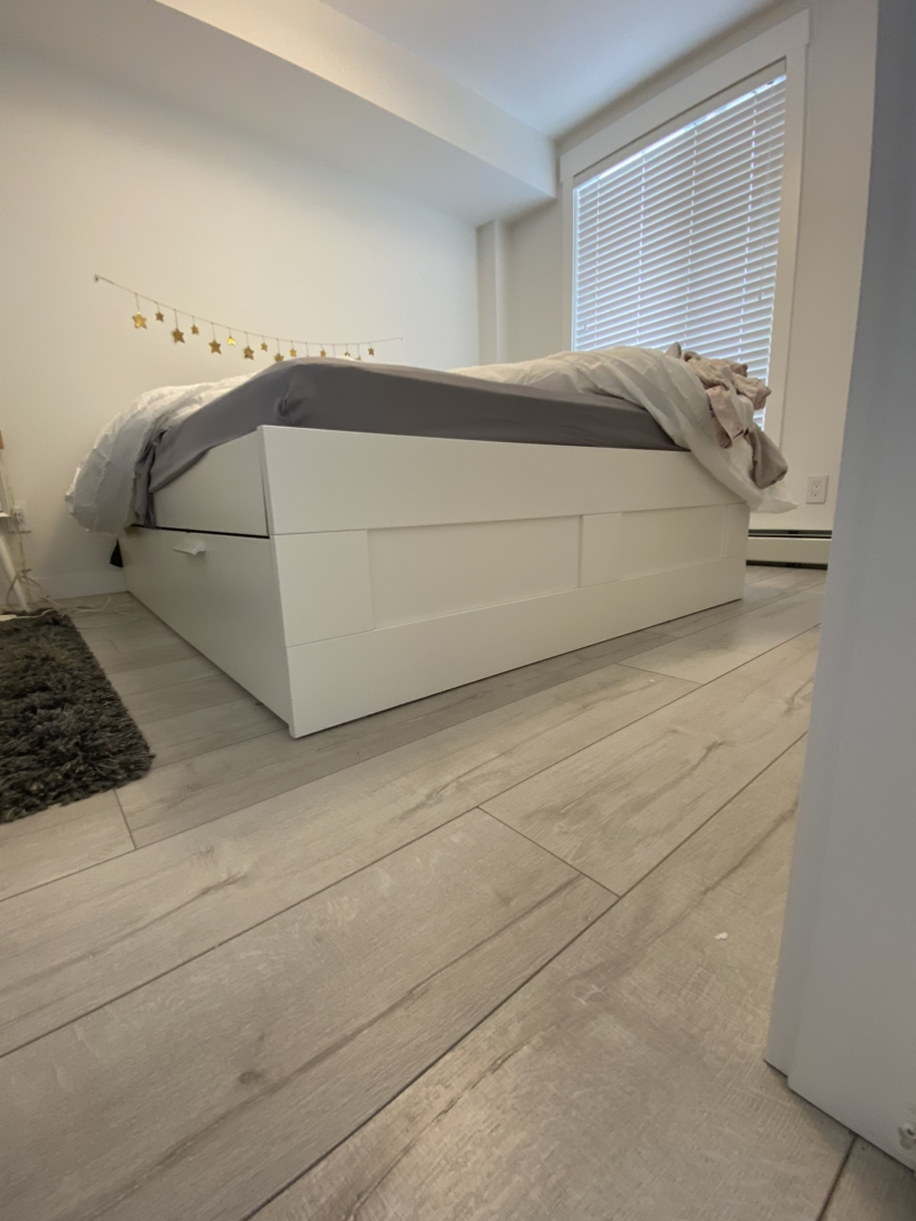 Brimmes Queen White Bedframe with storage thumbnail