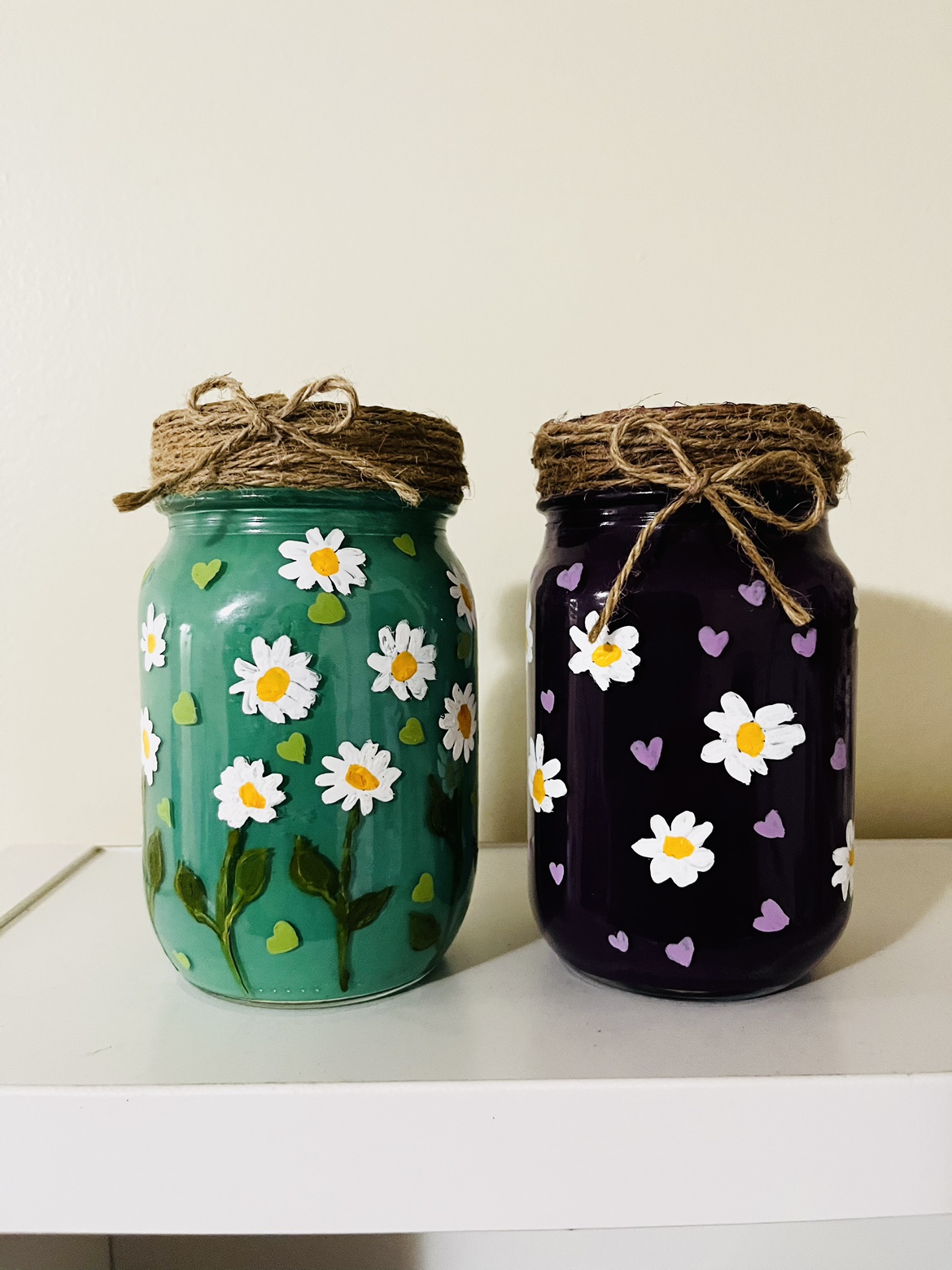 Hand painted glass jars - photo 2